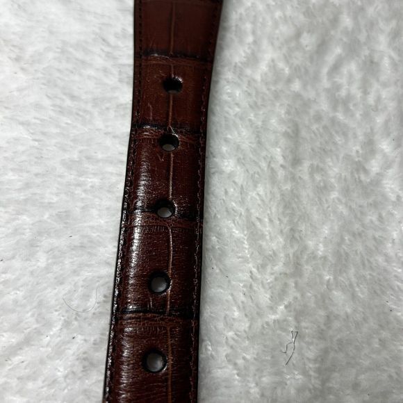 Vintage 1996 Brighton Brown Embossed Leather Belt Sz S Silver Metal Edges Buckle - Picture 13 of 15